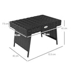 Foldable Outdoor Coffee Table, Steel Frame Rattan Side Table