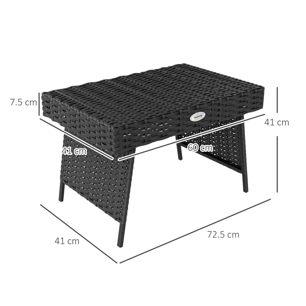 Foldable Outdoor Coffee Table, Steel Frame Rattan Side Table