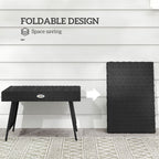 Foldable Outdoor Coffee Table, Steel Frame Rattan Side Table