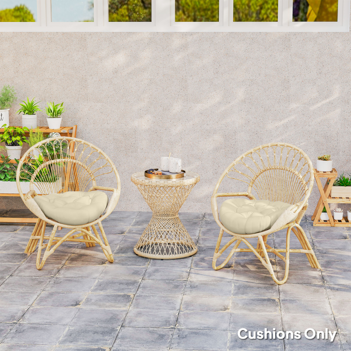 Outdoor Seat Cushions Set of 2 Tufted Round Chair Pads
