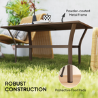 Metal Garden Coffee Table with Slatted Tabletop