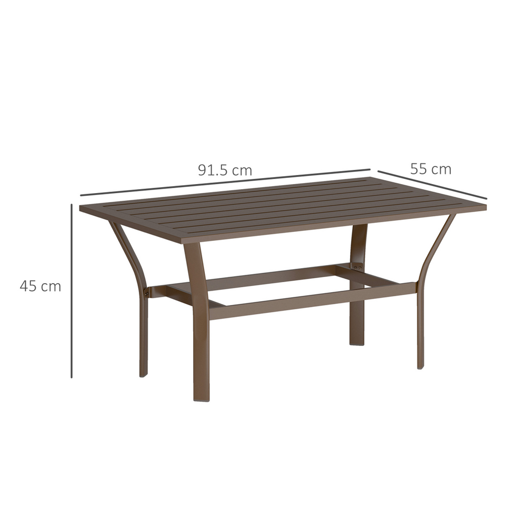 Metal Garden Coffee Table with Slatted Tabletop