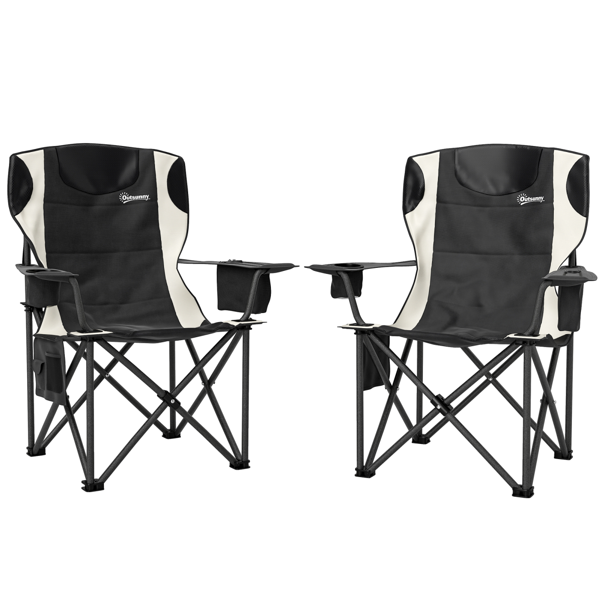 Set of 2 Padded Folding Picnic Chairs with Cooler Bag