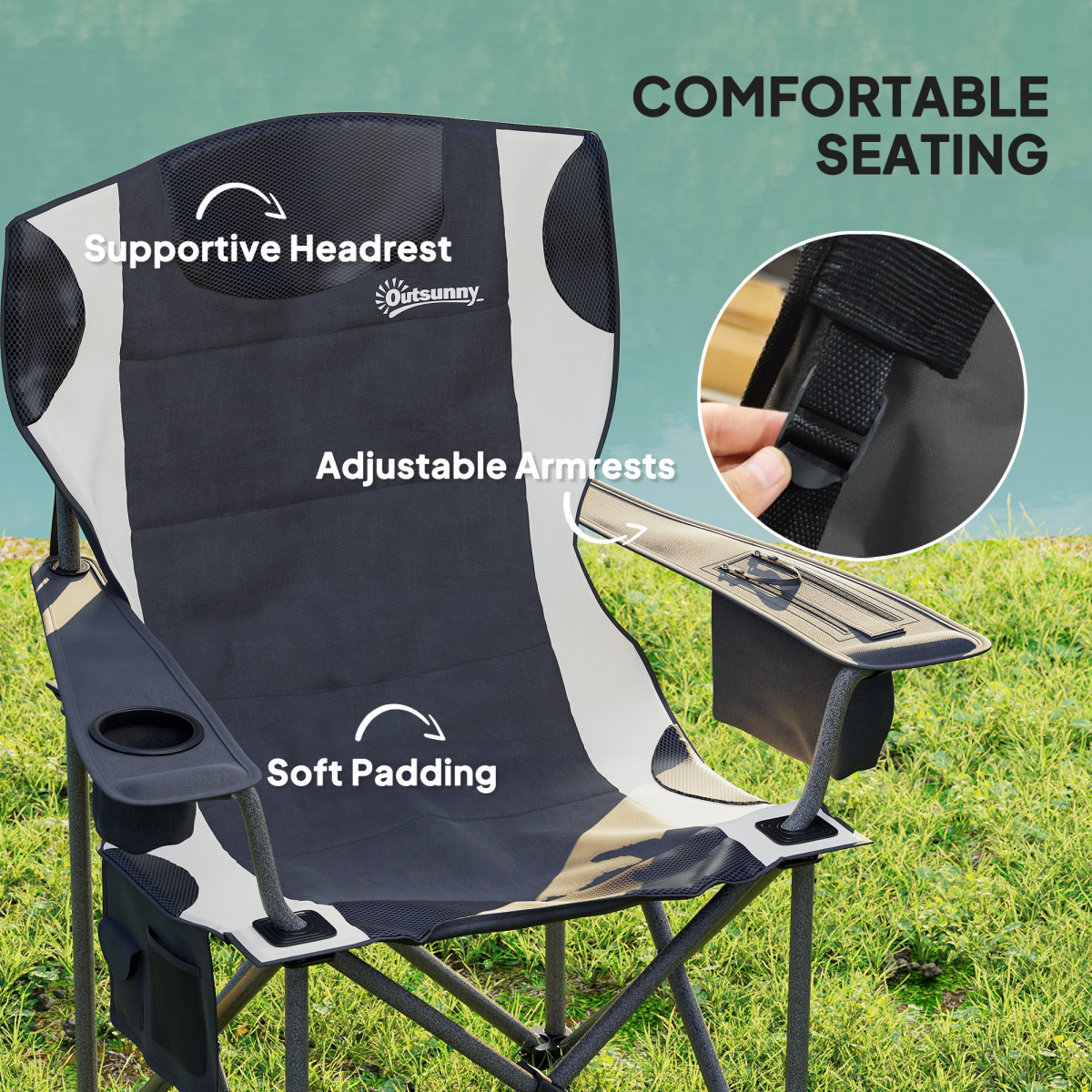 Set of 2 Padded Folding Picnic Chairs with Cooler Bag