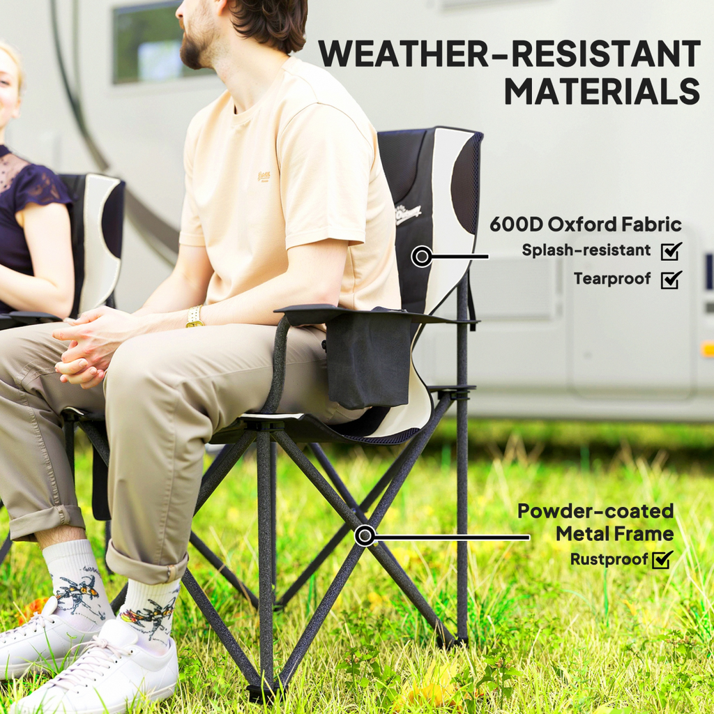 Set of 2 Padded Folding Picnic Chairs with Cooler Bag