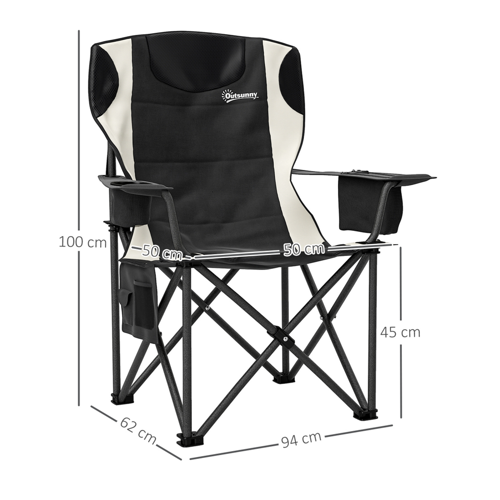 Set of 2 Padded Folding Picnic Chairs with Cooler Bag