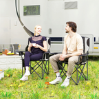 Set of 2 Padded Folding Picnic Chairs with Cooler Bag