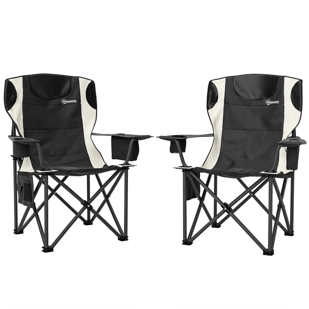 Set of 2 Padded Folding Picnic Chairs with Cooler Bag