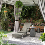 PE Rattan Sun Lounger with 4-Level Adjustable Backrest
