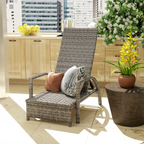 PE Rattan Sun Lounger with 4-Level Adjustable Backrest