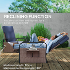 Rattan Garden Recliner Chair Sun Lounger with Side Tray