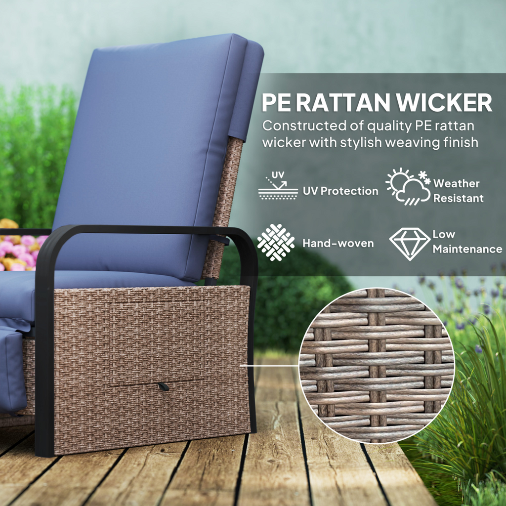 Rattan Garden Recliner Chair Sun Lounger with Side Tray