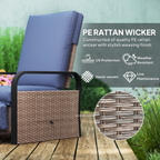 Rattan Garden Recliner Chair Sun Lounger with Side Tray