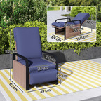Rattan Garden Recliner Chair Sun Lounger with Side Tray