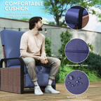 Rattan Garden Recliner Chair Sun Lounger with Side Tray