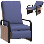 Rattan Garden Recliner Chair Sun Lounger with Side Tray