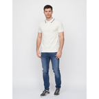 Pique Polo Shirt - Off White with Contrast Tipping