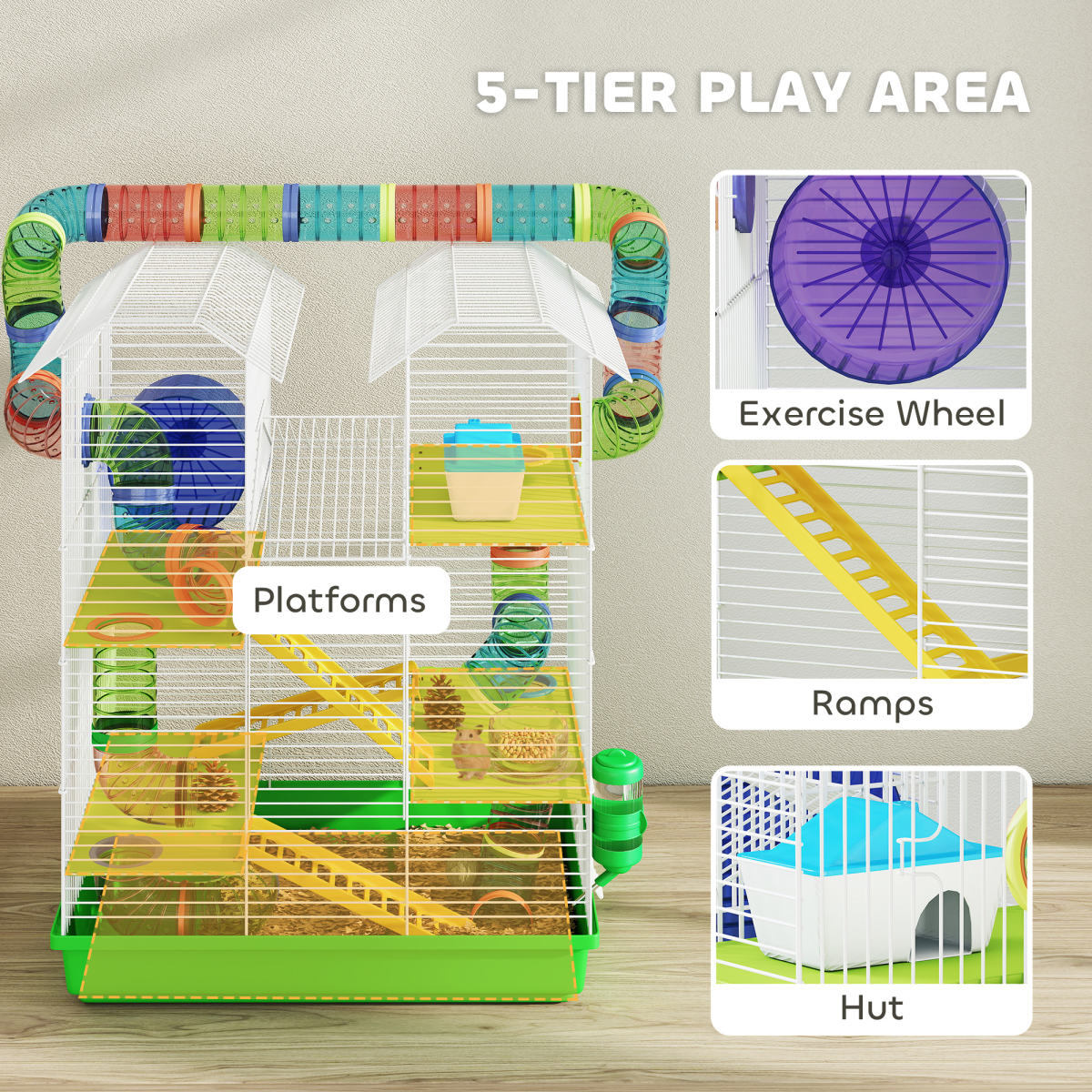 5 Tiers Hamster Cage Animal Travel Carrier Habitat