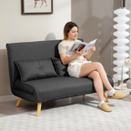 Click Clack Sofa Bed, 2 Seater Bed Settee for Living Room, Grey