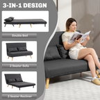Click Clack Sofa Bed, 2 Seater Bed Settee for Living Room, Grey