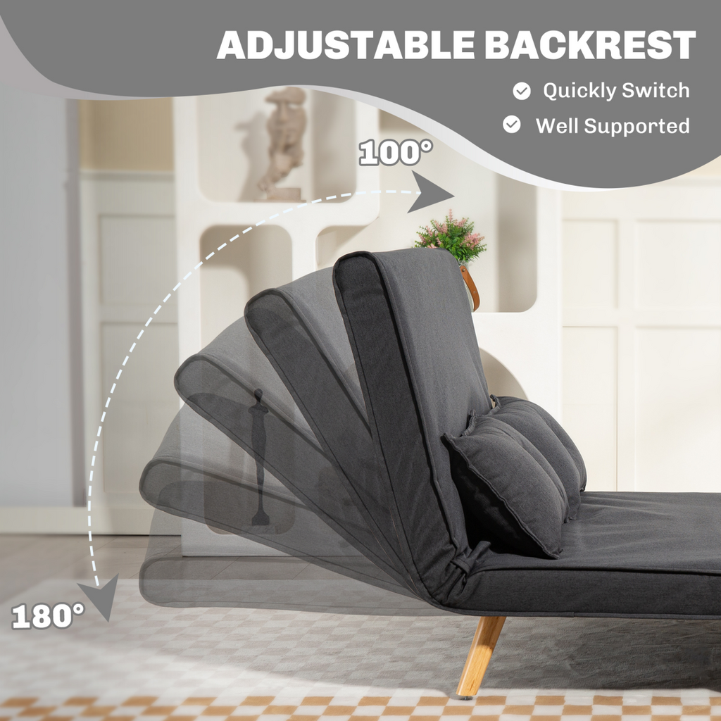 Click Clack Sofa Bed, 2 Seater Bed Settee for Living Room, Grey