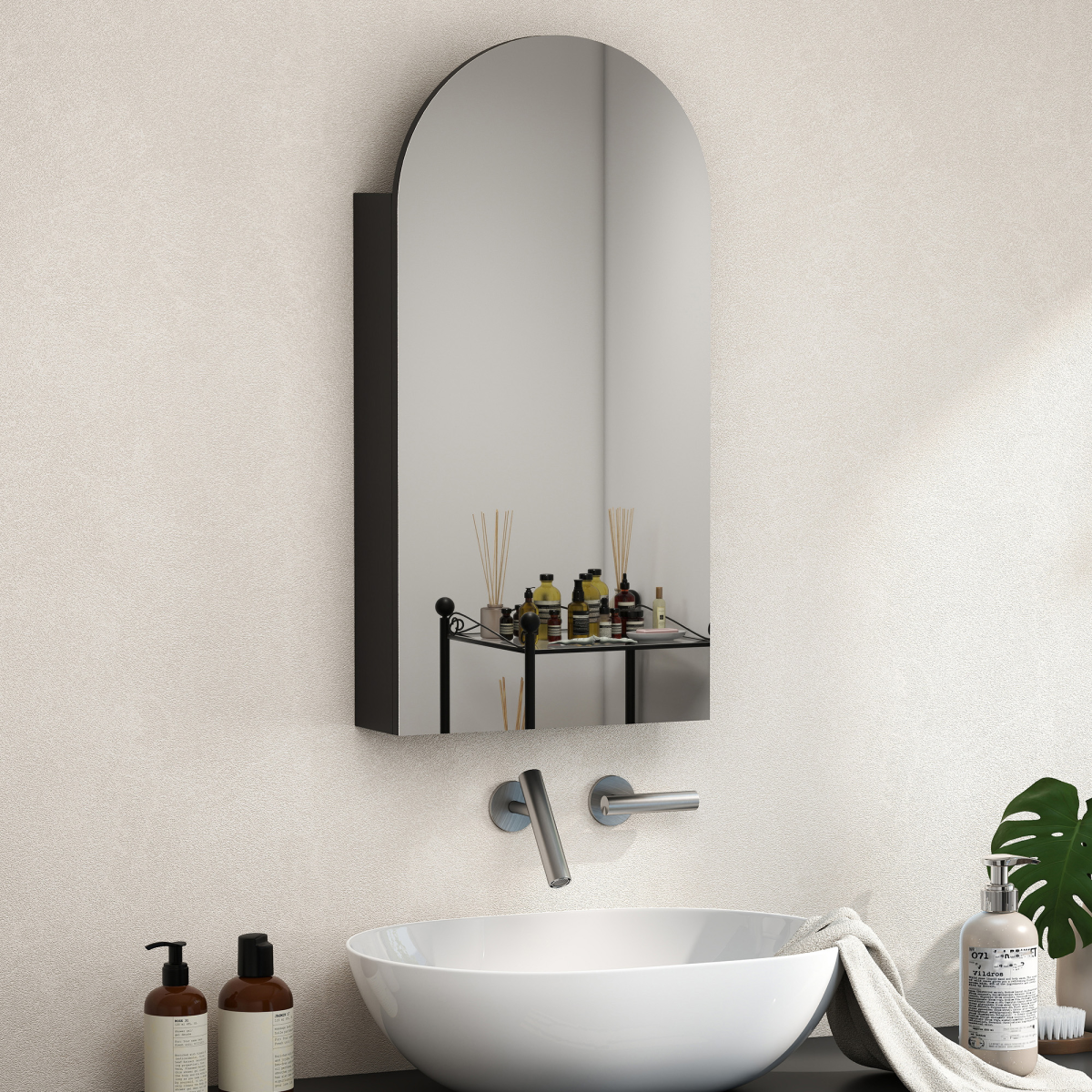 Bathroom Mirror Cabinet with Adjustable Glass Shelves