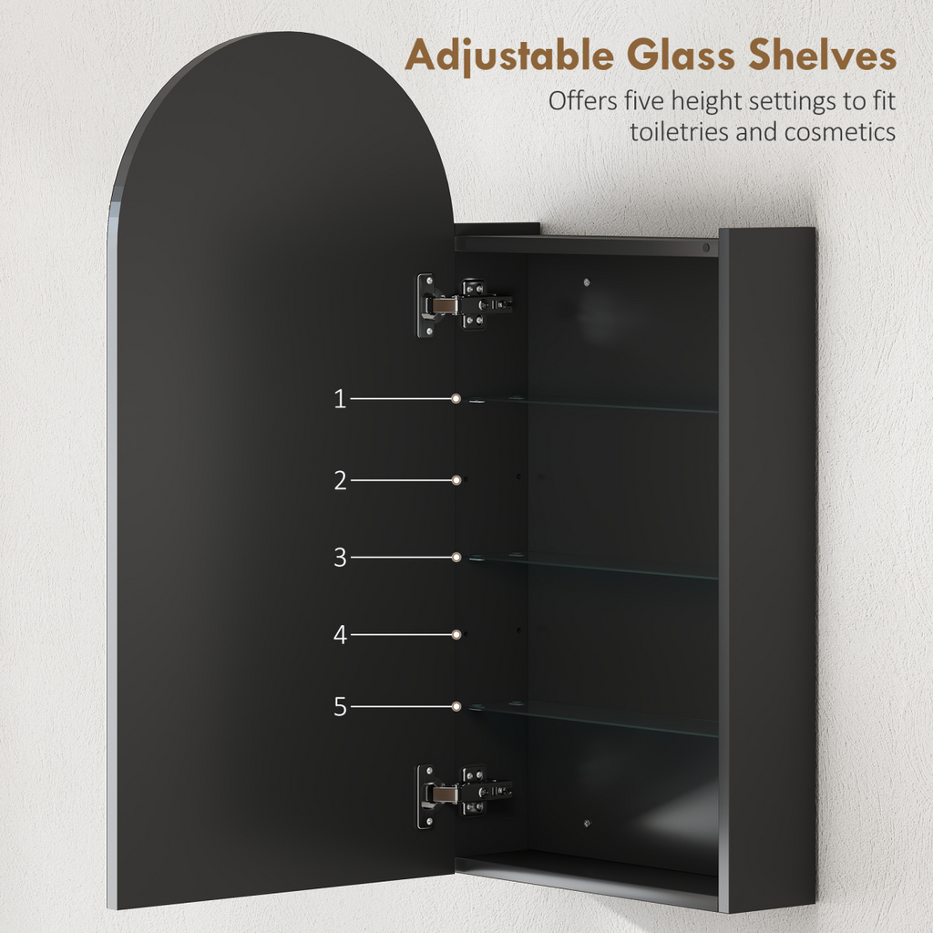 Bathroom Mirror Cabinet with Adjustable Glass Shelves