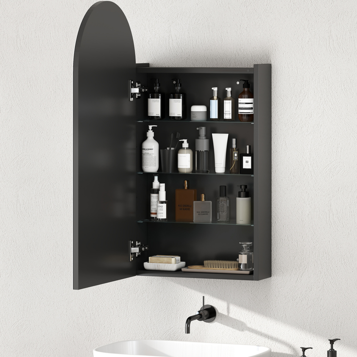 Bathroom Mirror Cabinet with Adjustable Glass Shelves
