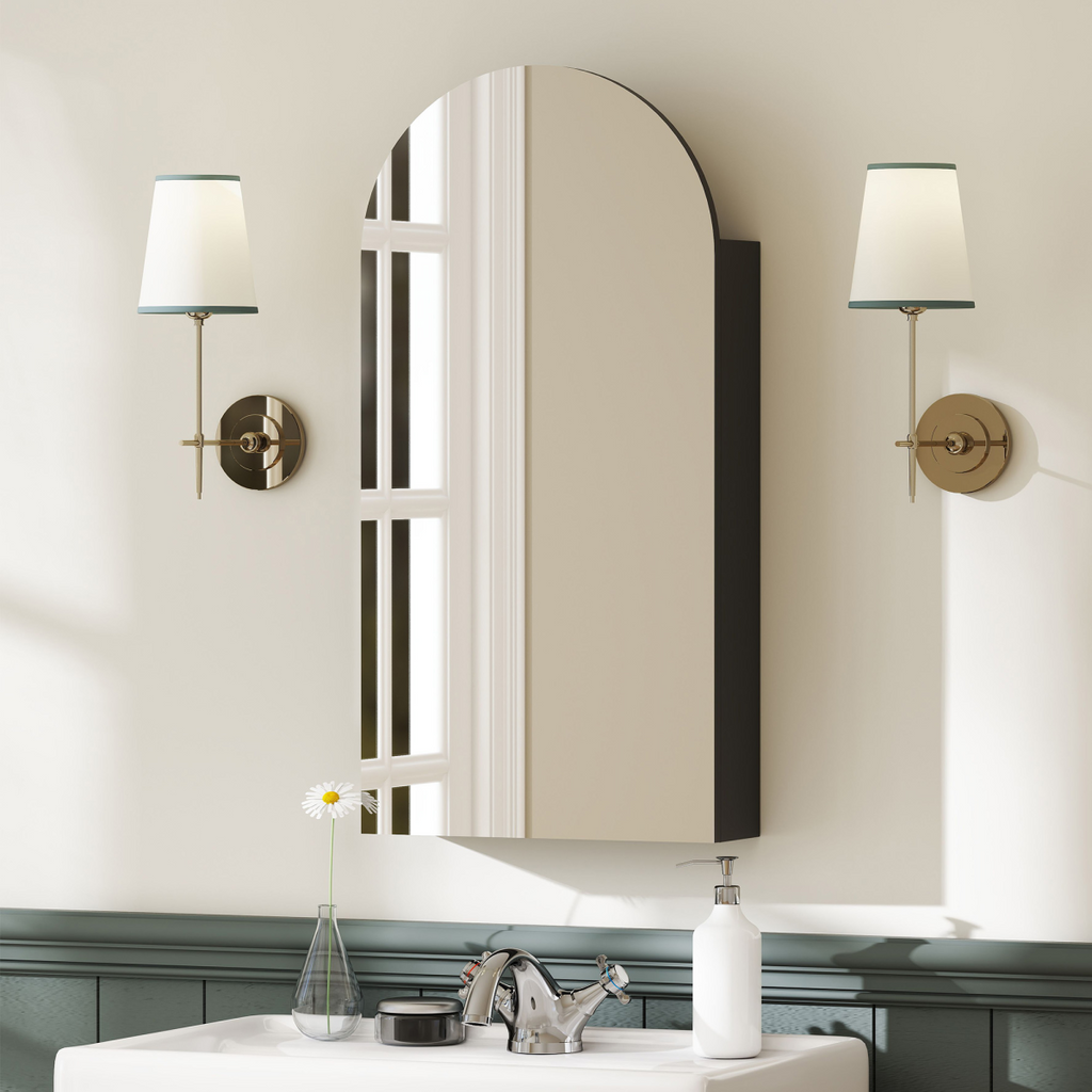 Bathroom Mirror Cabinet with Adjustable Glass Shelves