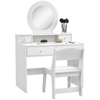 Kids Dressing Table Set with Stool, Mirror and Drawers