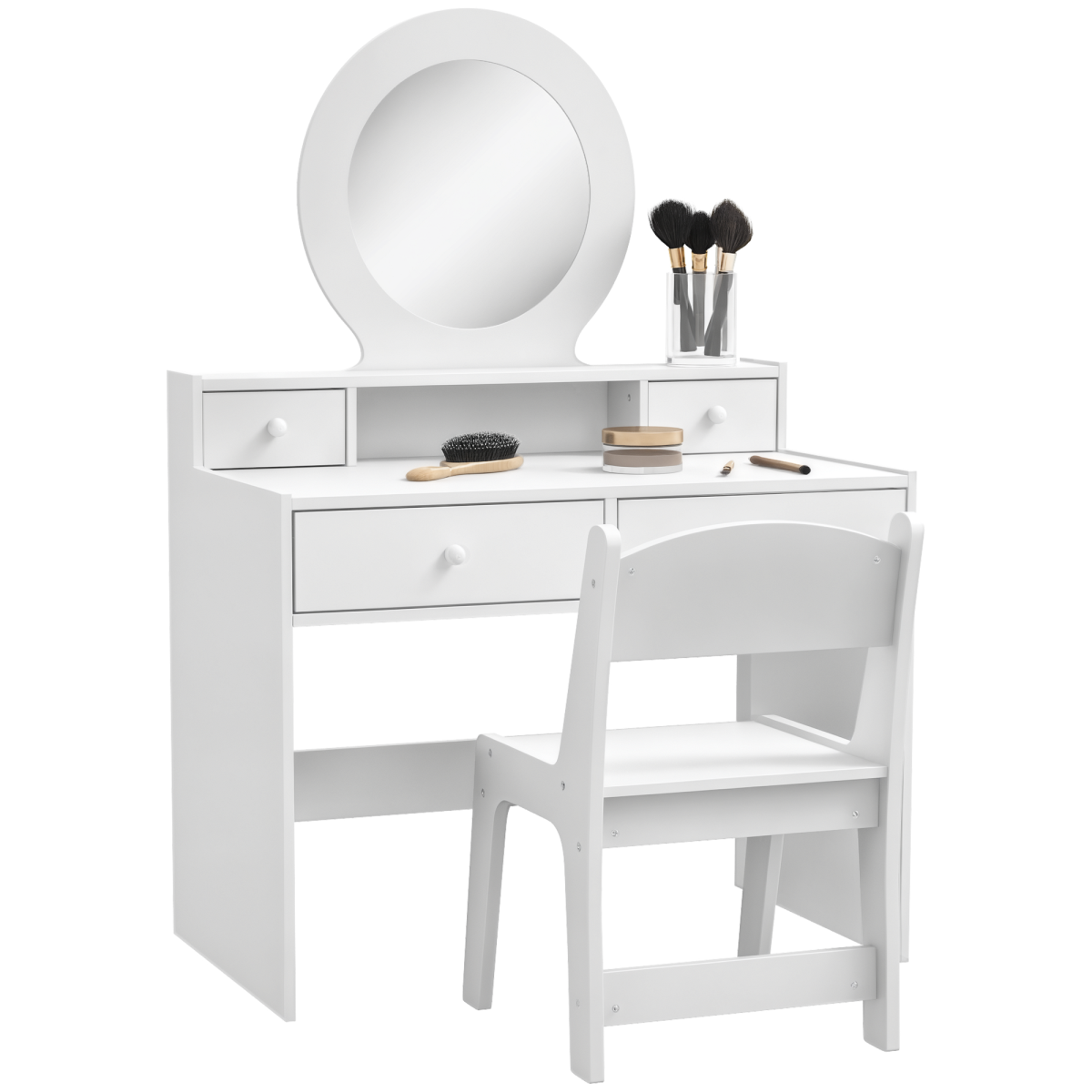 Kids Dressing Table Set with Stool, Mirror and Drawers
