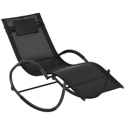 Patio Rocking Lounge Chair Zero Gravity Chaise w/ Padded Pillow