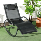 Patio Rocking Lounge Chair Zero Gravity Chaise w/ Padded Pillow