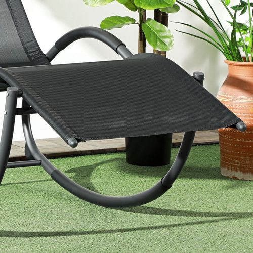Patio Rocking Lounge Chair Zero Gravity Chaise w/ Padded Pillow