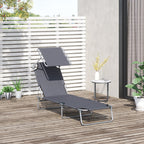 Reclining Chair Folding Lounger Seat Sun Shade Awning Beach Garden