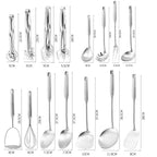 Stainless Steel Kitchen Utensils Set – Long 304 Stainless Steel Cooking Utensil Set, Includes Ladle, Whisk, Tongs, Spatula, Skimmer, Turner, Pasta Server & More, Heat-Resistant & Dishwasher Safe, Available in 3 Sizes