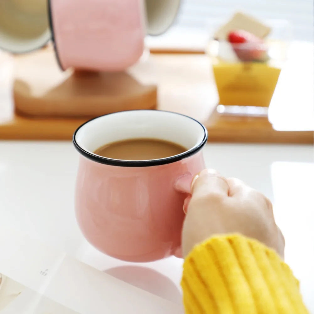 Nordic Ceramic Coffee Mug & Tea Cup – Solid Colour, Vintage Style, Available in 300ml & 400ml, Multiple Colours