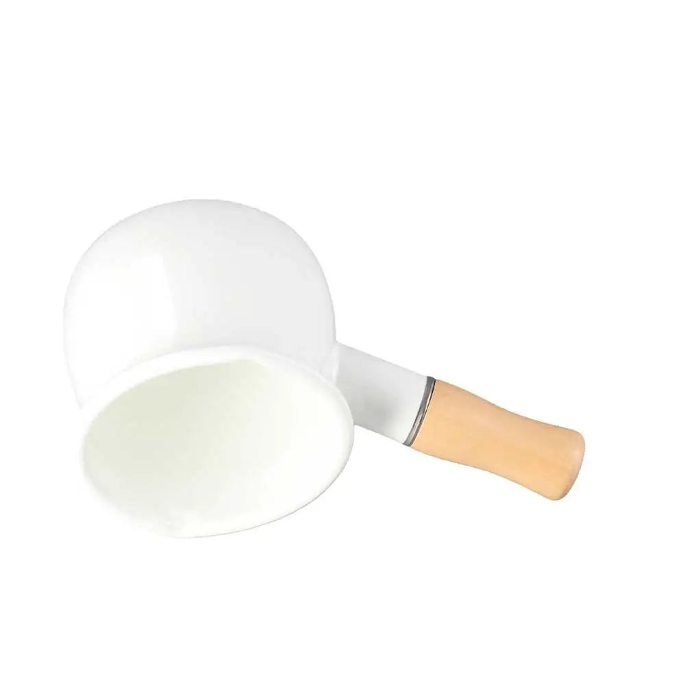Mini Enamel Milk Pan with Wooden Handle | 500ml | 3 Colours