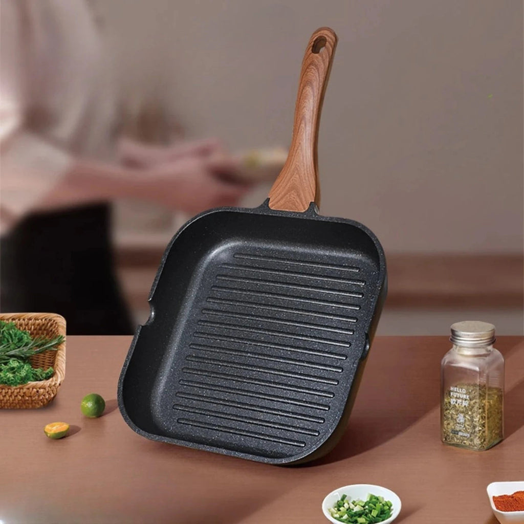 Square Non-Stick Grill Pan With Large Cooking Surface For Searing Durable Food Grade Aluminum Griddle Grill Pan