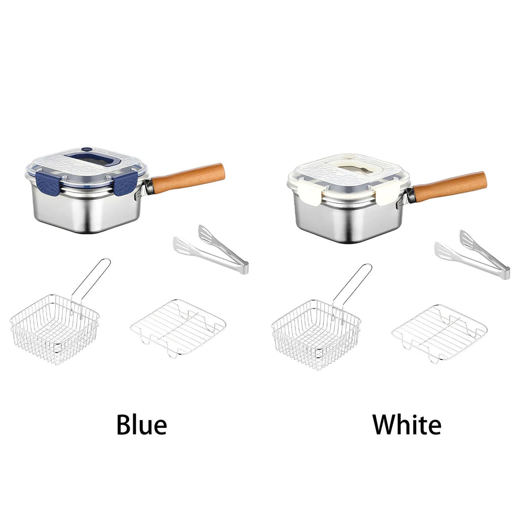 Portable Frying Set Multifunctional Oil Saving Mini Fryer Kit Stainless Steel Pot For Kitchen Fries Chicken