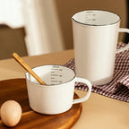 White Enamel Measuring & Milk Cup | Gas & Induction Safe | 500ml & 1000ml