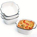 4-Piece Small Ceramic Baking Dishes with Handles – Air Fryer, Oven, Microwave & Dishwasher Safe, Great for Baking, Desserts, and Everyday Use