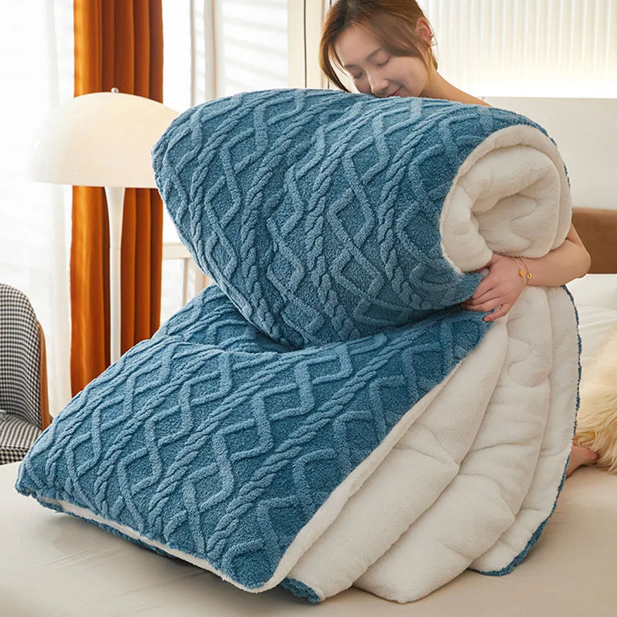 Double-Sided Lamb Wool Weighted Blanket | Anti-Pilling | 4 Sizes | 7 Colours blue