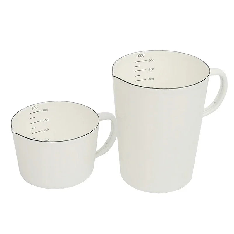 White Enamel Measuring & Milk Cup | Gas & Induction Safe | 500ml & 1000ml