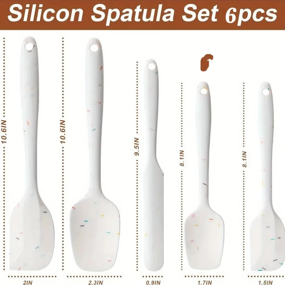 6-Piece Silicone Spatula Set – Food-Grade, Heat Resistant , Non-Scratch, Dishwasher Safe, Great for Baking, Cooking, and Everyday Kitchen Use