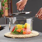 3.5L Transparent Glass Stockpot with Lid – Gold-Toned Stainless Steel Double Handles, Heat-Resistant & See-Through Cooking Pot Ideal for Stews, Soups, Pasta, Milk & More – Safe for Gas & Induction – Available in Gold-Toned or Silver-Toned Handle and Lid
