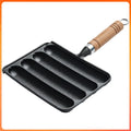 Cast Iron Preseasoned Grilled Sausage Pan With Wooden Handle Nonstick Hot Dog Pan Anti Scald China Mainland