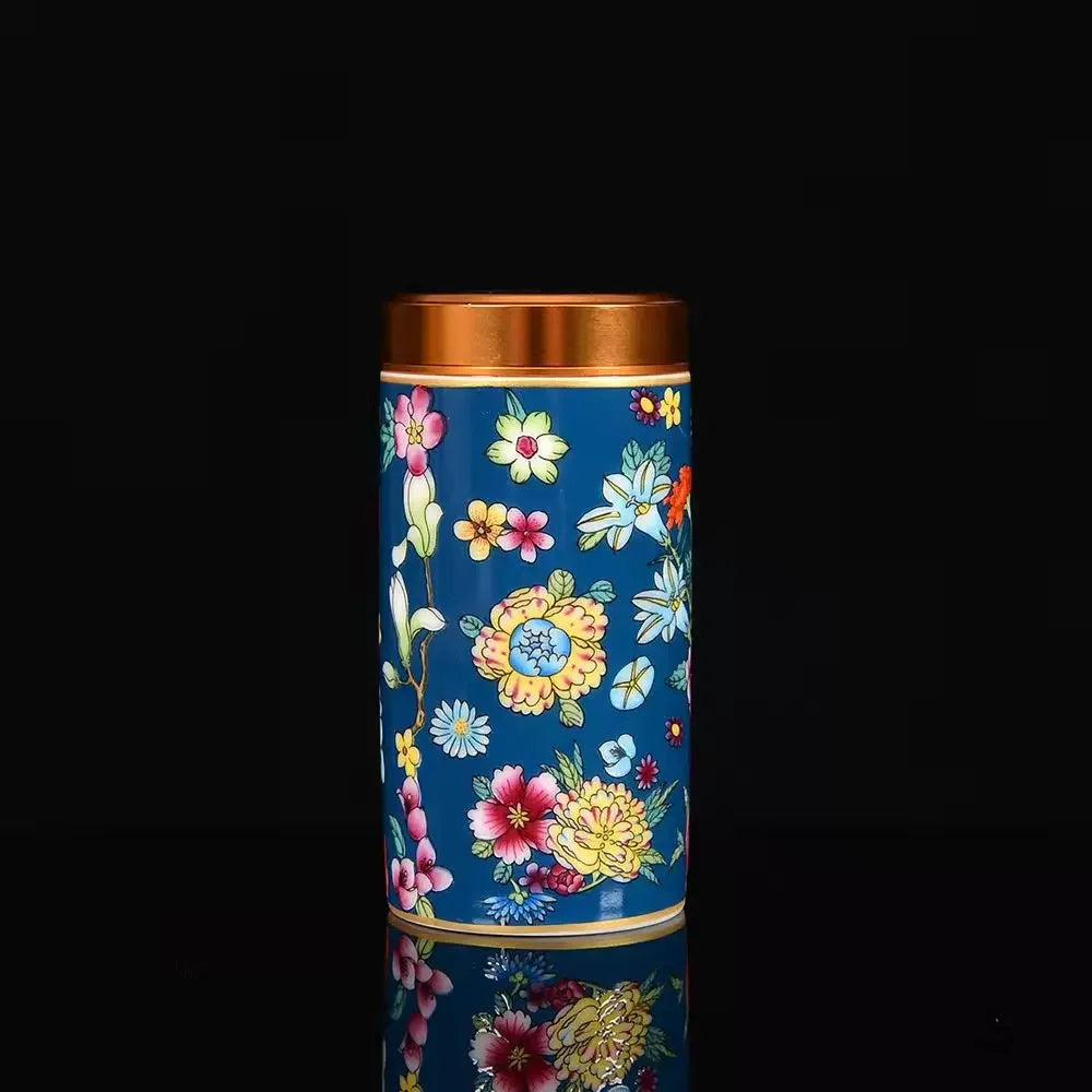 Ceramic Tea Canister & Storage Jar with Lid | Sealed | Multiple Colours blue-1