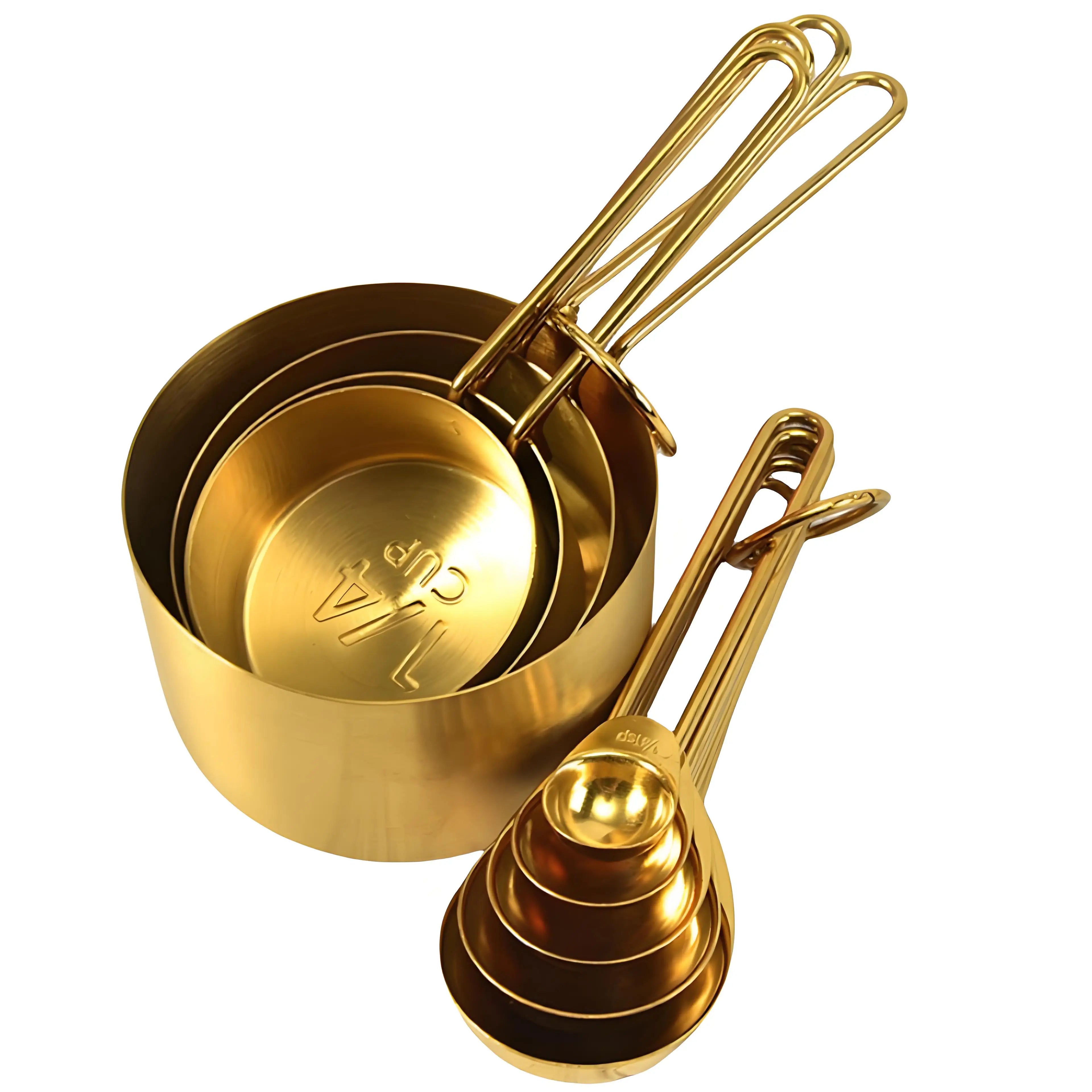 Gold Stainless Steel Measuring Cups & Spoons Set