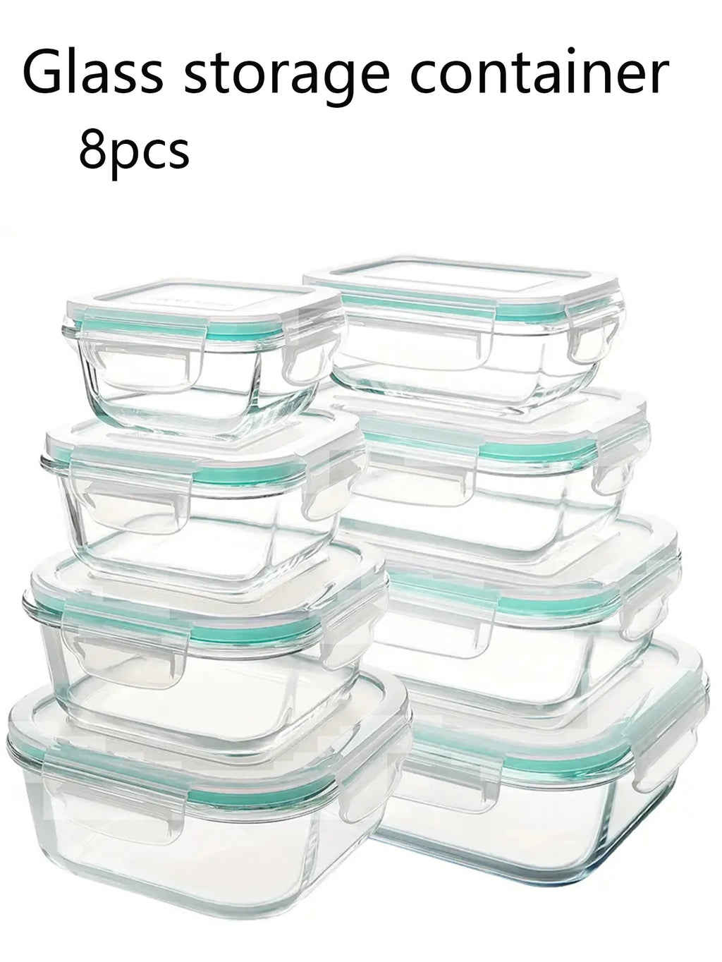 8-Piece Glass Food Storage Container Set with Lids – Microwave, Dishwasher & Fridge Safe, Meal Prep Rectangular Lunch Boxes